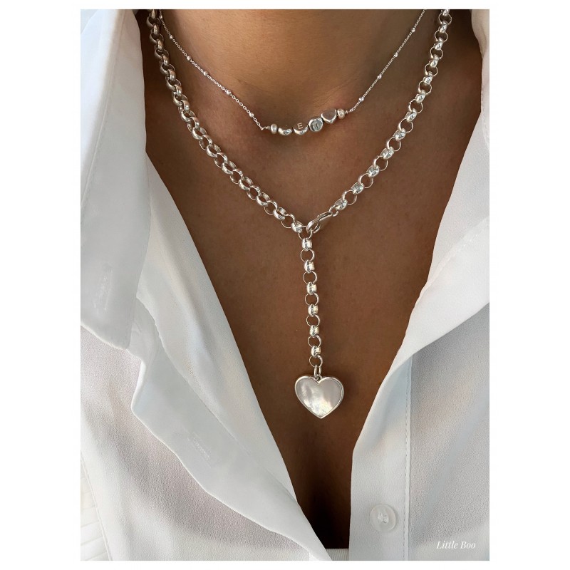 Collier Perles Lettres Argent/Or