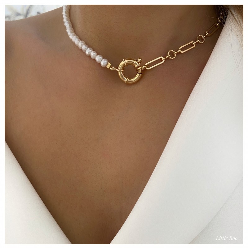 L'audacieux collier de perles or