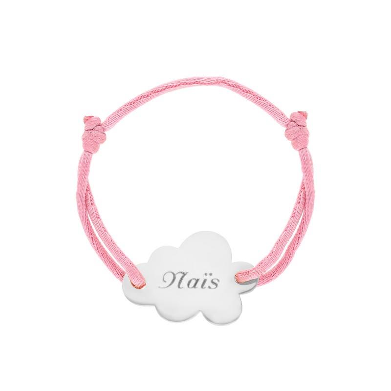 Bracelet cordon nuage en argent personnalisable