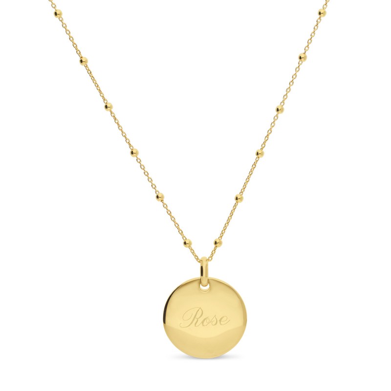 Collier médaille bombée or personnalisable