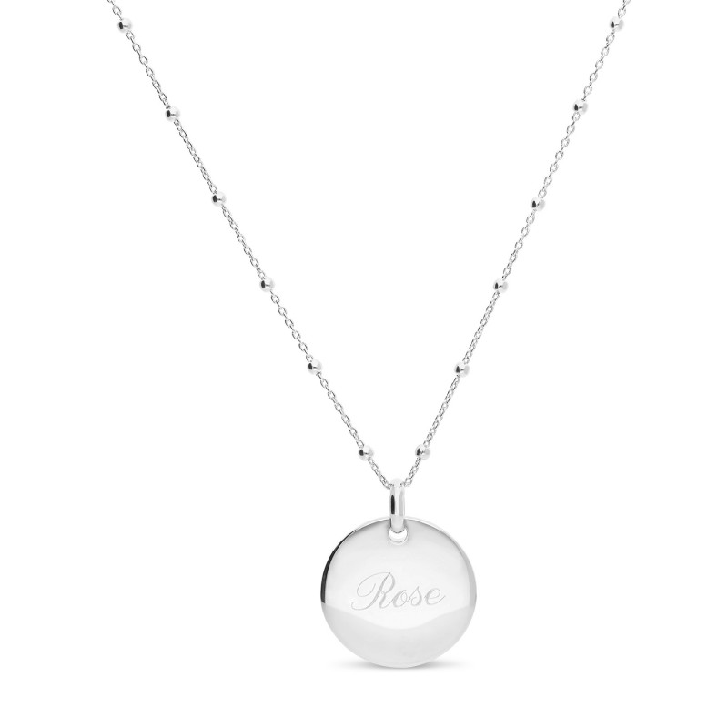 Collier médaille bombée en argent personnalisable