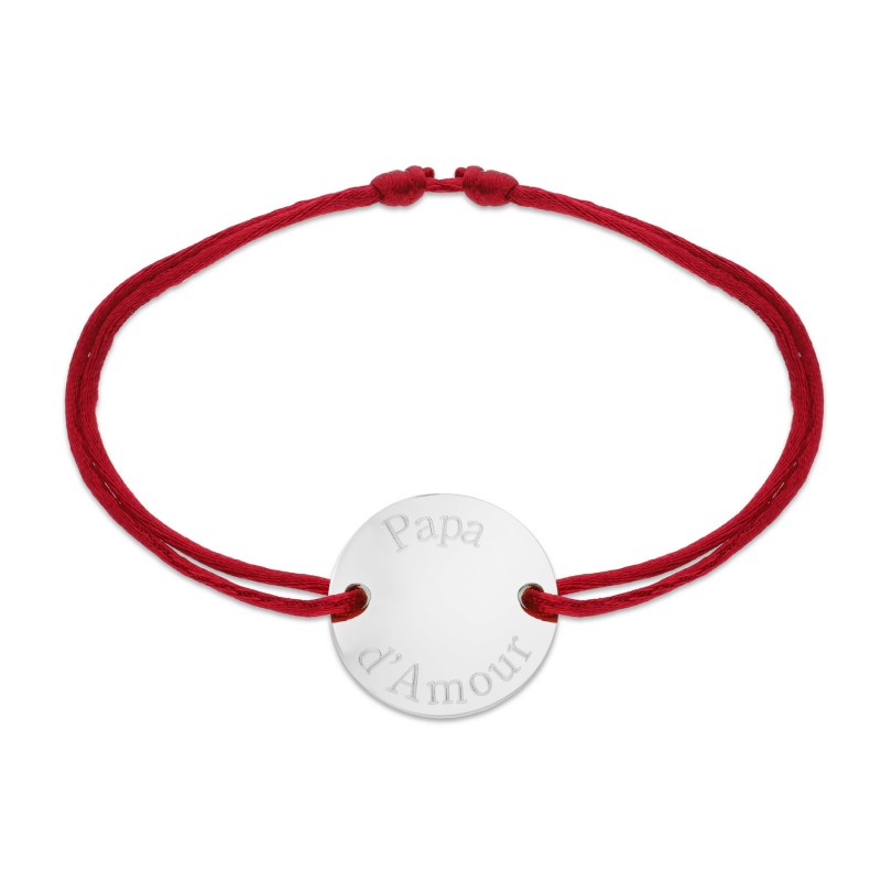 Bracelet cordon pièce gm en argent personnalisable