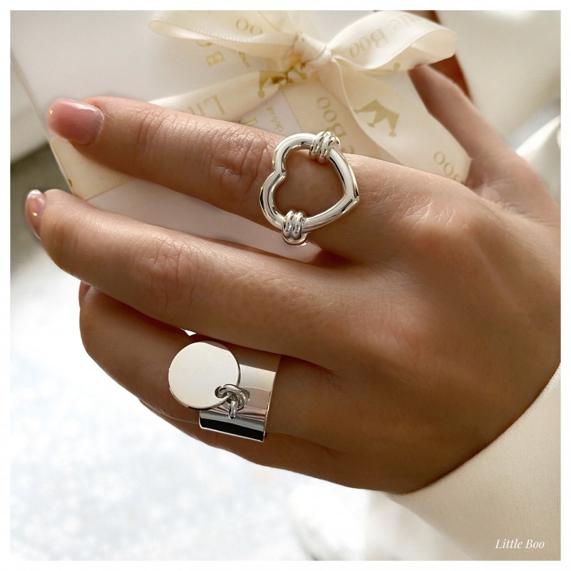 Bague réglable et son médaillon en argent personnalisable