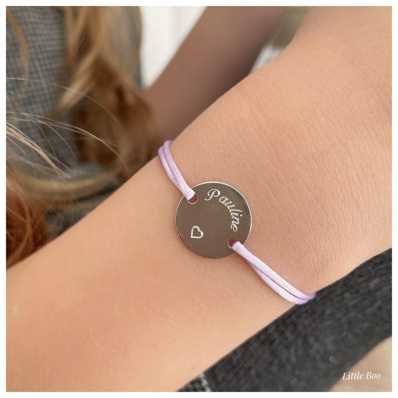 Bracelet cordon pièce pm en argent personnalisable