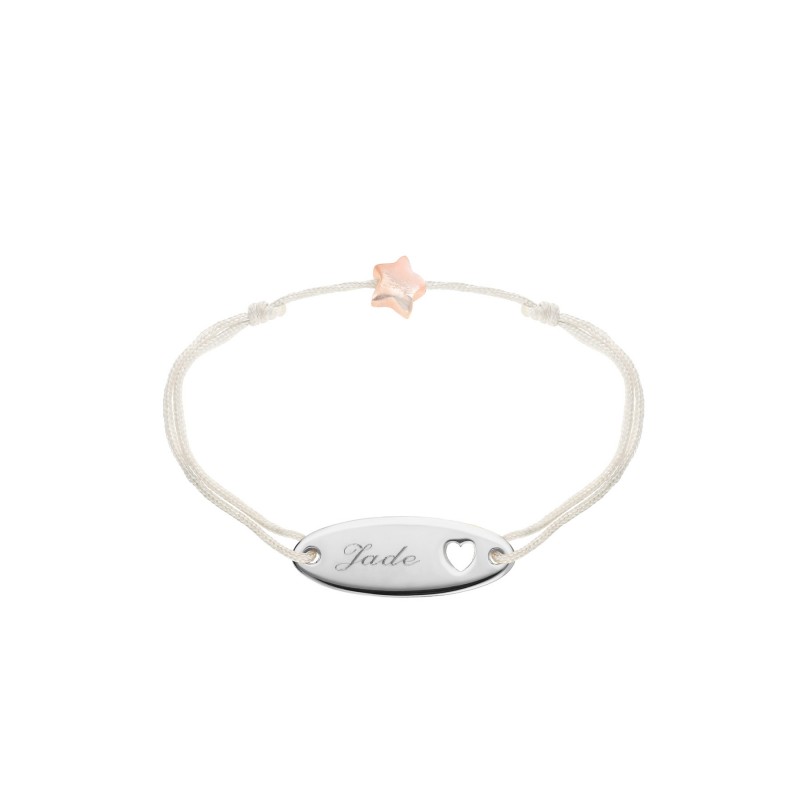 Bracelet un prénom et un cœur en argent personnalisable
