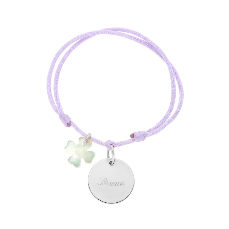 Bracelet médaille chance en argent personnalisable