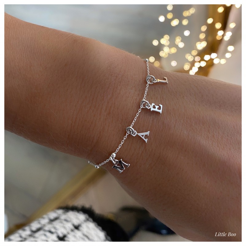 Bracelet lettres à composer en argent personnalisable