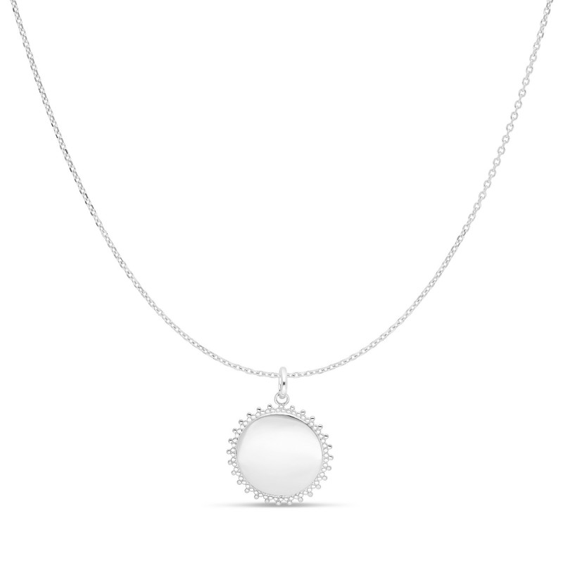Collier médaille soleil en argent personnalisable