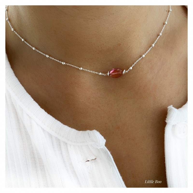 Collier pierre de naissance en argent personnalisable