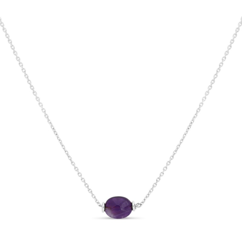 Collier pierre de naissance en argent personnalisable