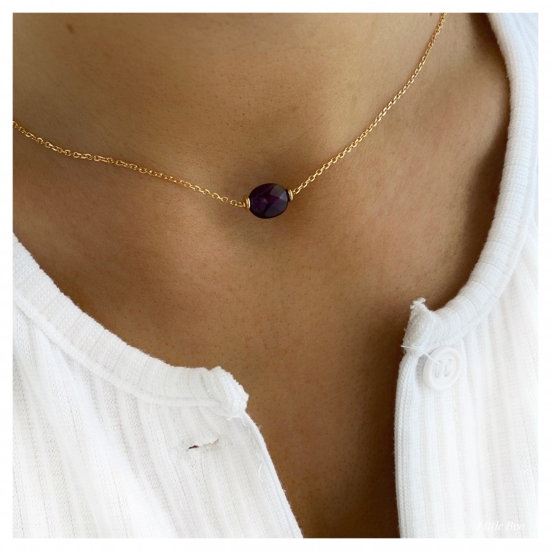 Collier pierre de naissance or personnalisable