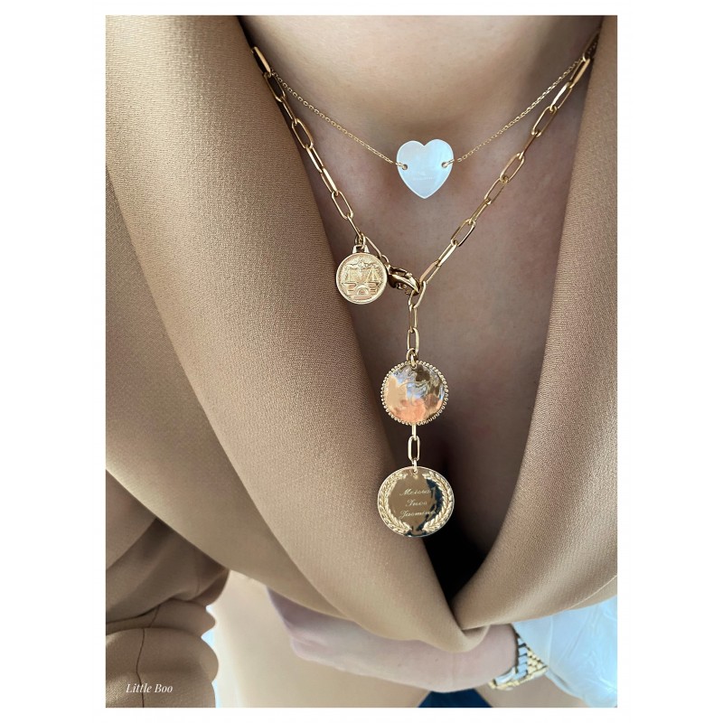 Collier cœur nacre or personnalisable