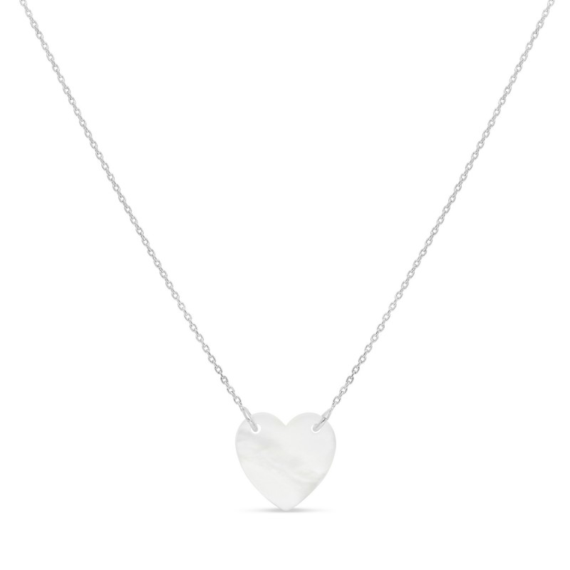 Collier cœur nacre en argent personnalisable