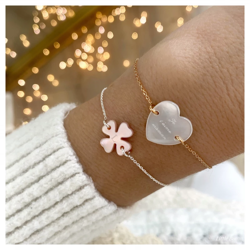 Bracelet En Argent Et Nacre - Motif Cœurs - Fermoir Tige - Très Bon état - Pour Femme