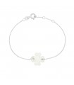 Bracelet chaîne trèfle/cœur nacre en argent personnalisable