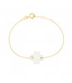 Bracelet chaîne trèfle/cœur nacre or personnalisable