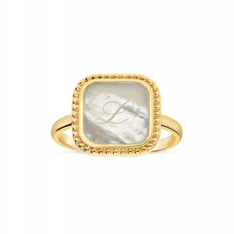 Bague chevalière nacre or personnalisable