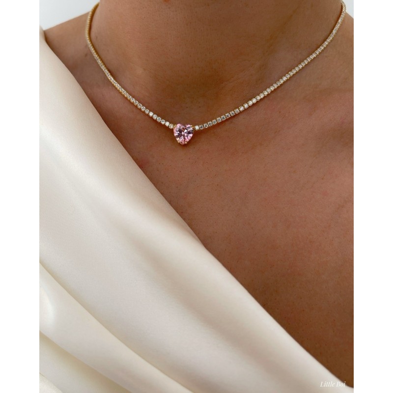 Collier diana or cœur rose