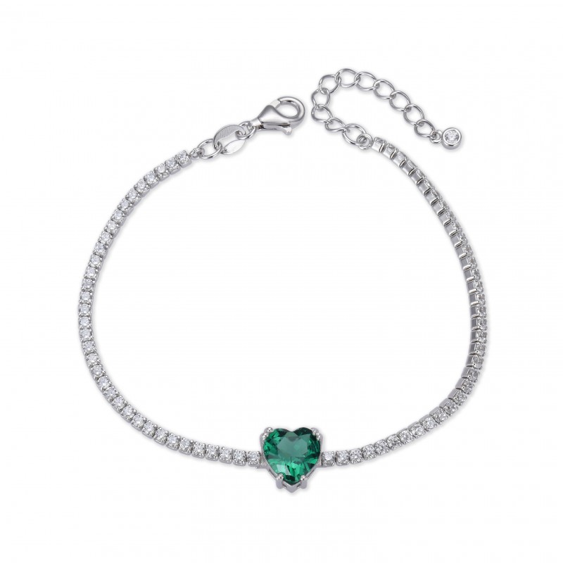 Bracelet Diana argent cœur vert