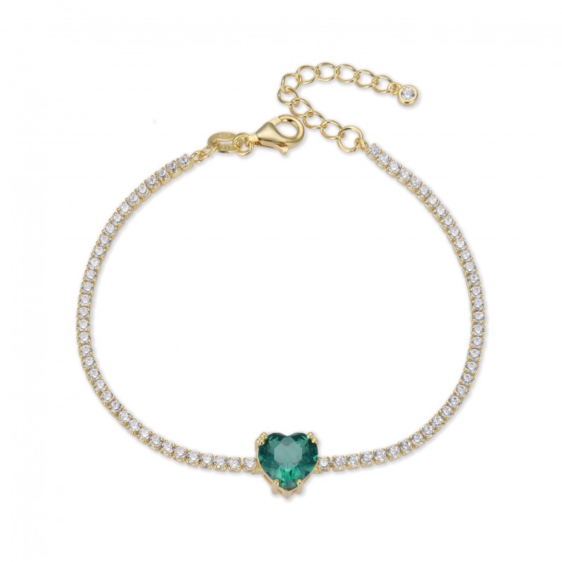 Bracelet Diana or cœur vert
