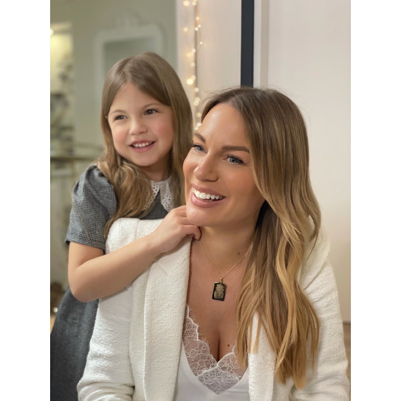 Collier plaque photogravure pm en argent personnalisable