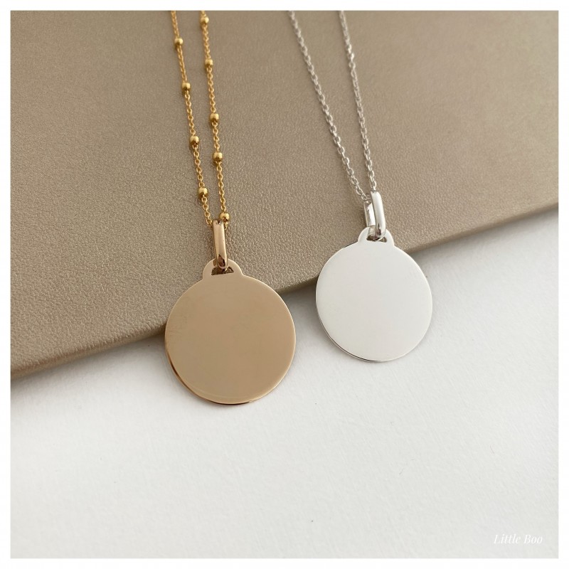 Collier médaille photogravure en argent personnalisable