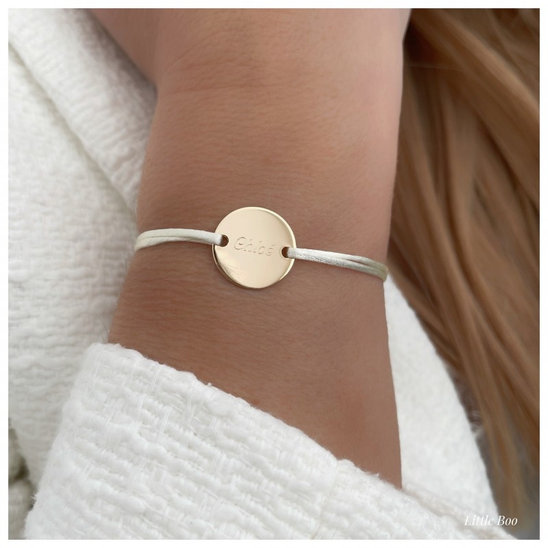 Bracelet cordon pièce pm or personnalisable