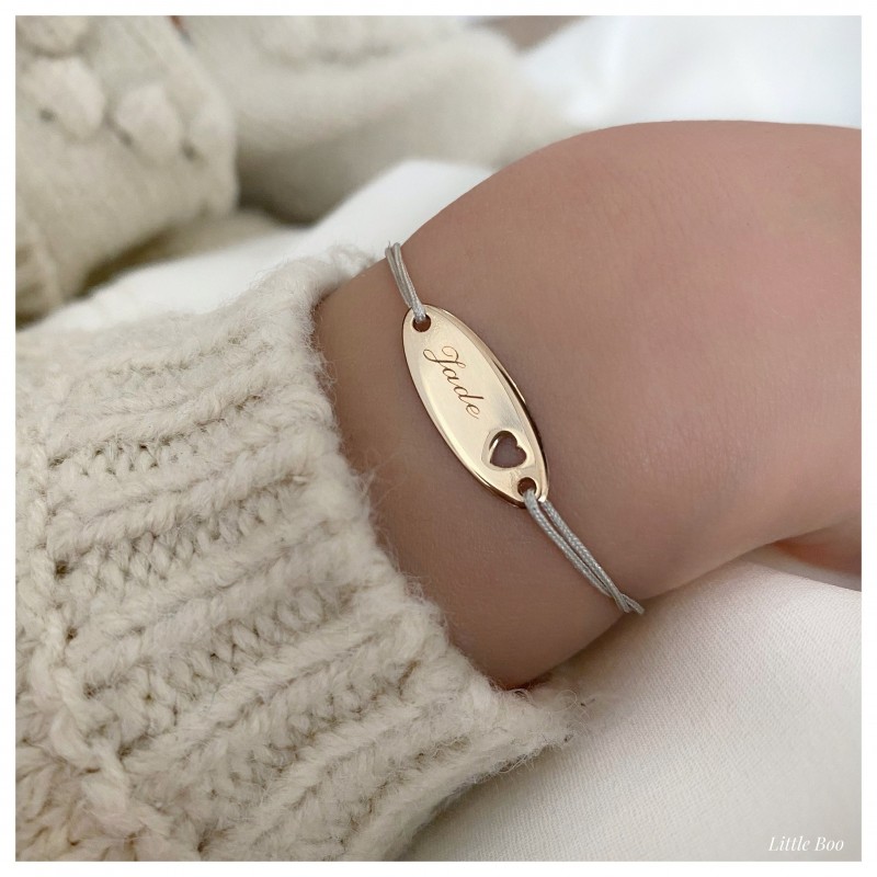 Bracelet un prénom et un cœur en argent personnalisable