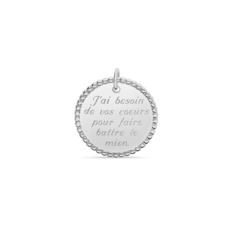 Médaille perlée en argent personnalisable
