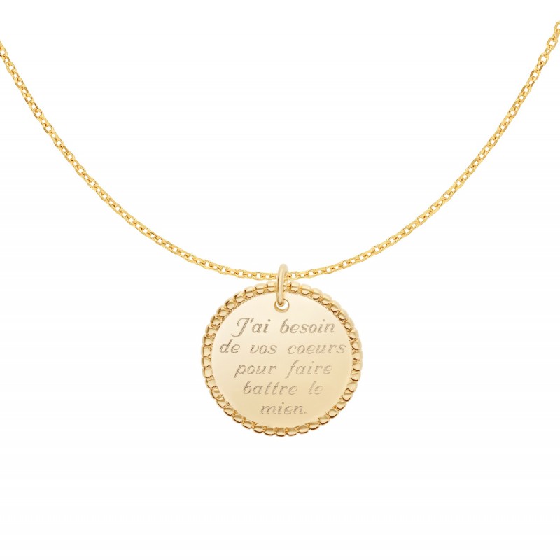 Collier médaille perlée or personnalisable