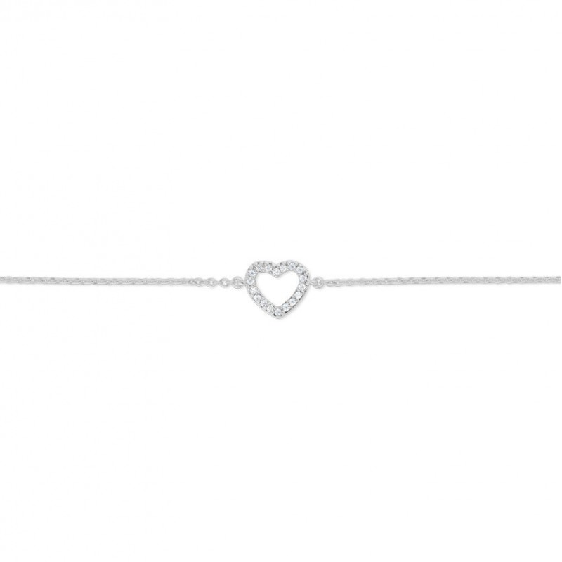 Bracelet cœur strass en argent