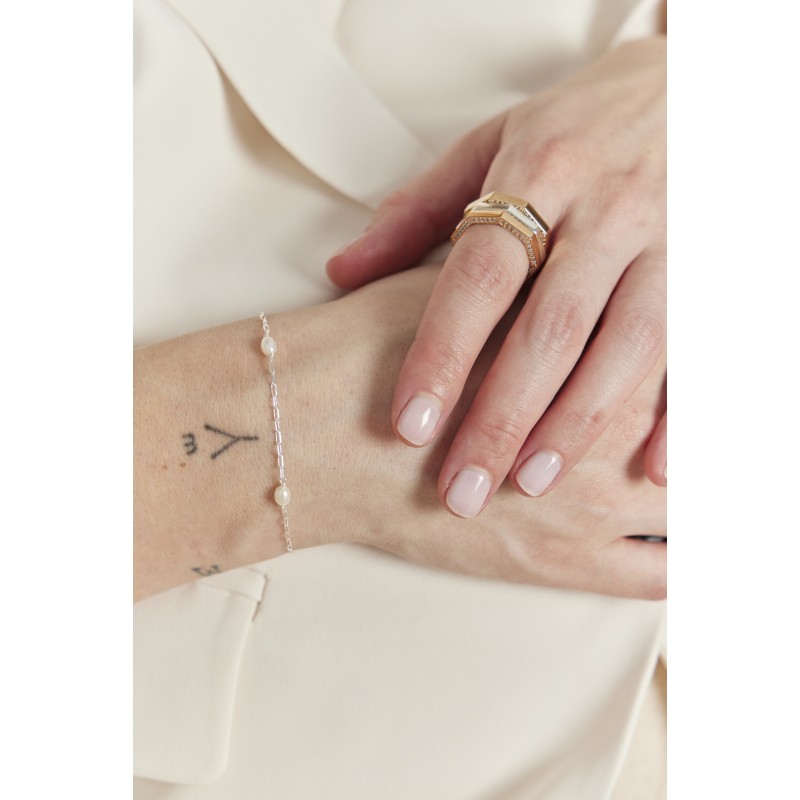 Bracelet perlé argent