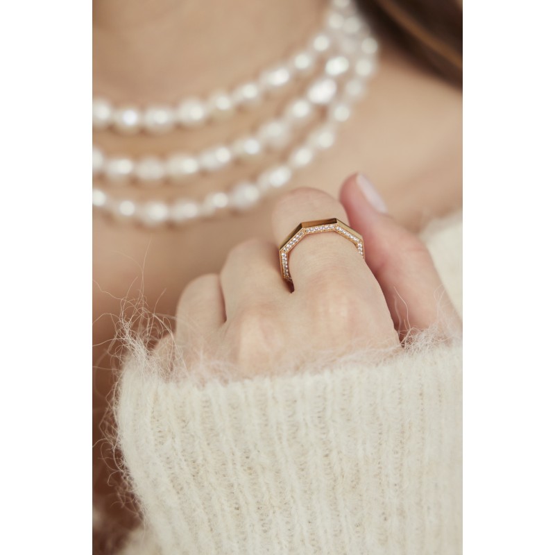 Bague Twinnie blanche or