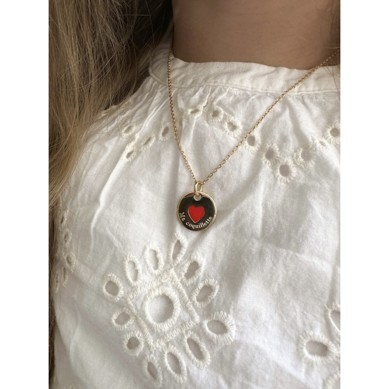 Collier petit coeur rouge enfant personnalisable or