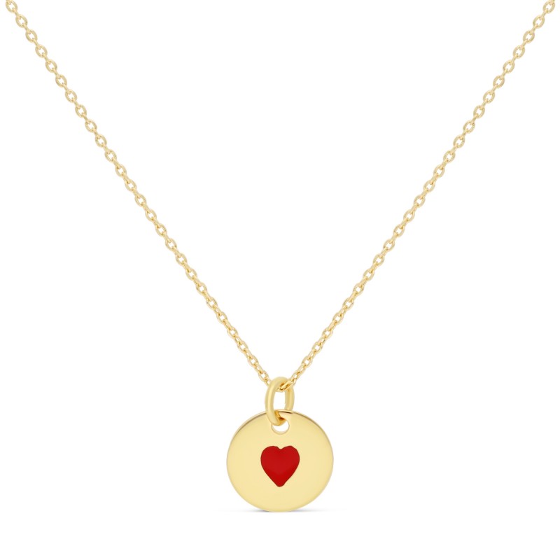 Collier petit coeur rouge enfant personnalisable or