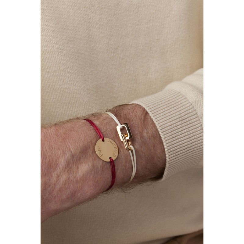 Bracelet cordon pièce gm or personnalisable