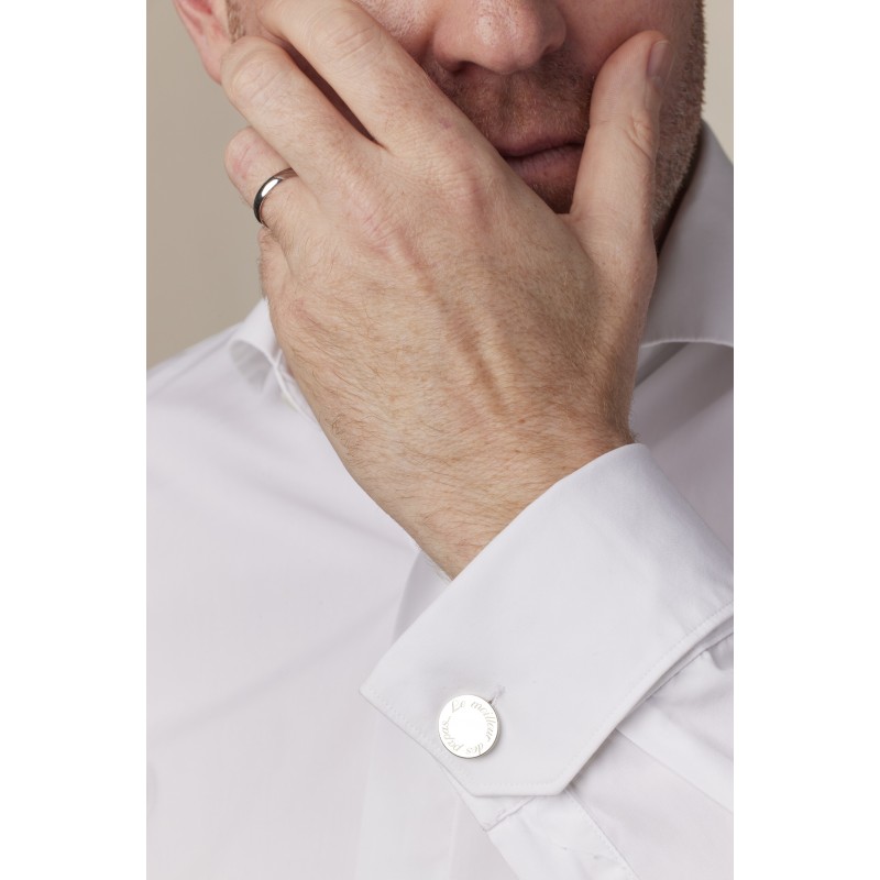 Boutons de manchettes ronds en argent personnalisable