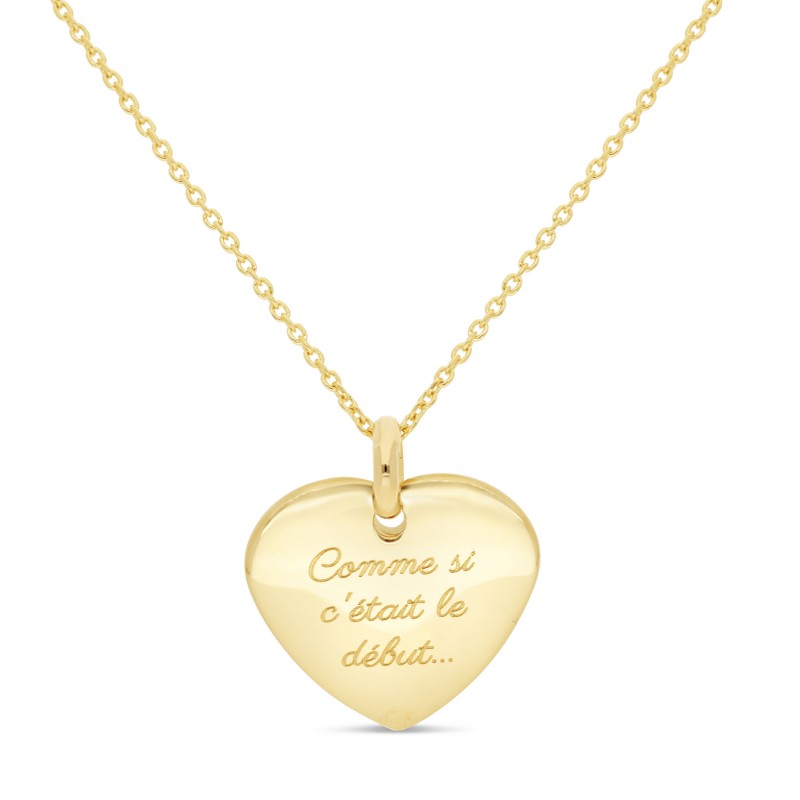Collier Cœur Bombé GM Or Personnalisable