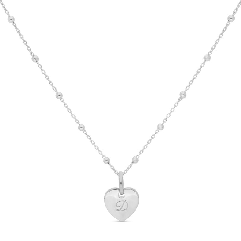 Collier Cœur Bombé Enfant Argent Personnalisable