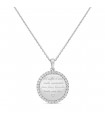 Collier Médaille Bombée Strass Argent Personnalisable