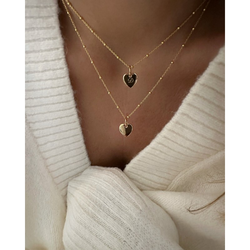 Collier Cœur Bombé PM Or Personnalisable