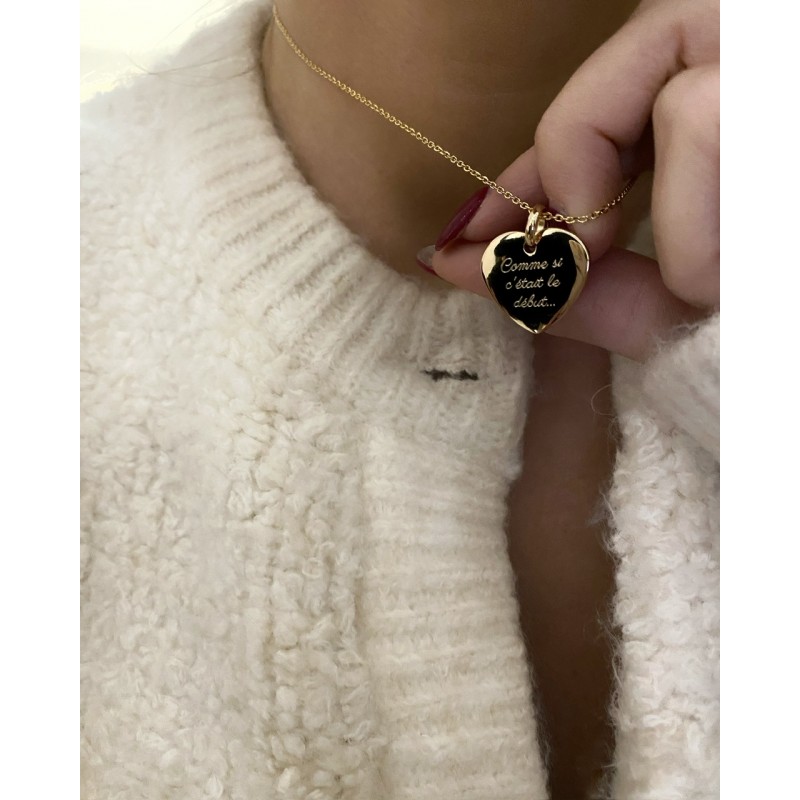 Collier Cœur Bombé GM Or Personnalisable