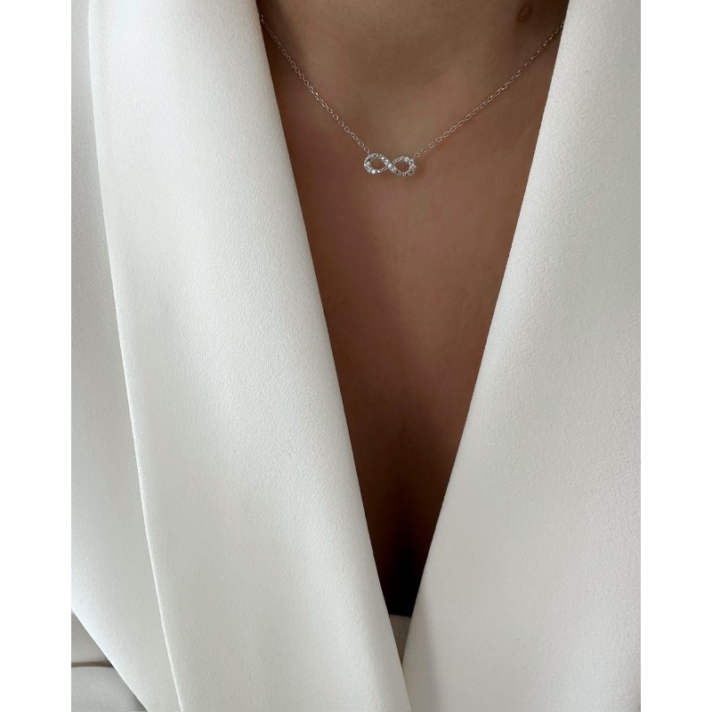 Collier Infini Strass Argent