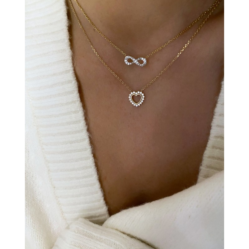 Collier Infini Strass Or