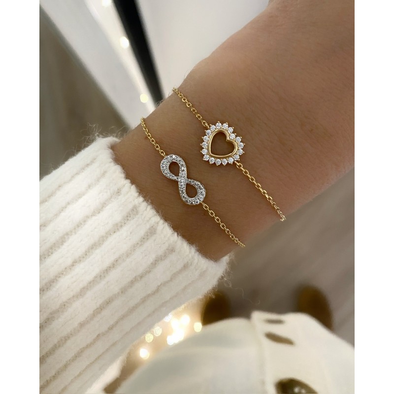 Bracelet Infini Strass Or