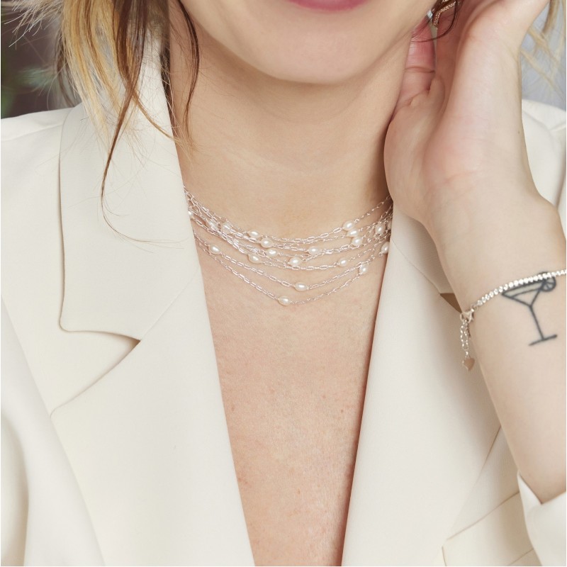 Chaîne perlée en argent à l'unité