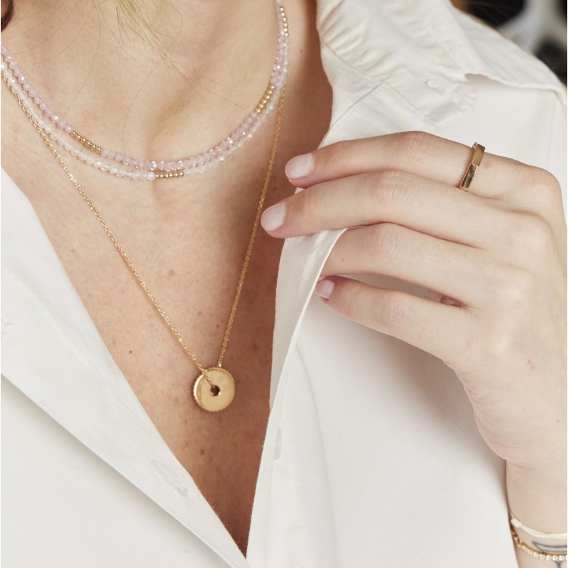 Collier cible strass personnalisable or