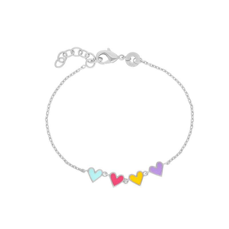 Bracelet cœurs multicolores argent