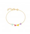 Bracelet cœurs multicolores or