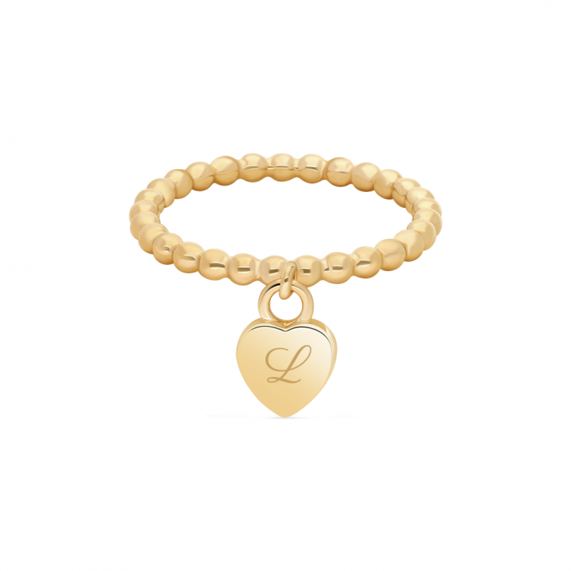 Bague perlée cœur or à personnaliser